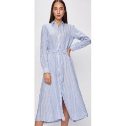 Polo Ralph Lauren - Sukienka. Niebieskie sukienki damskie Polo Ralph Lauren, na co dzień, bez wzorów, ze lnu, casualowe, polo, z długim rękawem, długie, midi, proste. W wyprzedaży za 569,90 zł.