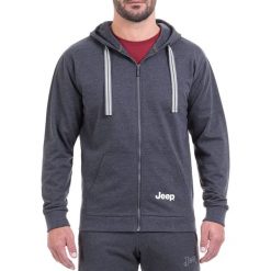 Bluza w kolorze ciemnoszarym. Szare bluzy męskie Jeep, s, z nadrukiem, z kapturem, bez rękawów, bez kaptura. W wyprzedaży za 124,95 zł.