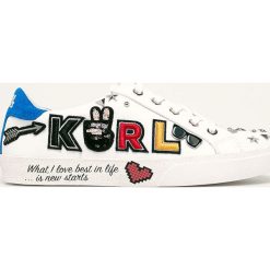 Karl Lagerfeld - Buty skórzane. Białe buty sportowe damskie KARL LAGERFELD, bez wzorów, ze skóry, sportowe. Za 949,90 zł.