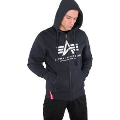Bluza rozpinana Alpha Industries Basic 178325-07 - granatowy. Niebieskie bluzy męskie Alpha Industries, xxl, bez wzorów, bez kołnierzyka, bez rękawów, bez kaptura. Za 247,99 zł.