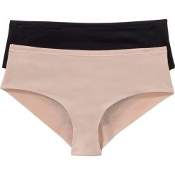 Figi panty "Feel comfort" (2 pary) bonprix cielisty + czarny. Brązowe majtki damskie bonprix, bez wzorów. Za 55,98 zł.