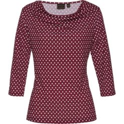 Shirt bonprix jeżynowo-biały z nadrukiem. Fioletowe koszulki damskie bonprix, z nadrukiem, z dzianiny, bez kołnierzyka, bez rękawów. Za 74,99 zł.
