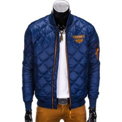 KURTKA MĘSKA PRZEJŚCIOWA PIKOWANA C317 - GRANATOWA. Niebieskie kurtki męskie marki Ombre Clothing, s, z poliesteru, eleganckie. Za 109,00 zł.