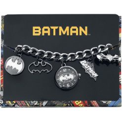 Zegarki damskie: Batman Logo Charm Watch Zegarek na rękę srebrny/czarny