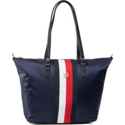 Torebka TOMMY HILFIGER - Poppy Tote Corp AW0AW08337 0GY. Niebieskie torebki klasyczne damskie TOMMY HILFIGER, bez wzorów, z materiału, klasyczne, bez dodatków. Za 379,00 zł.