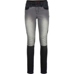 Dżinsy SKINNY dwukolorowe, w stylu biker bonprix czarny "stone" - szary denim. Czarne jeansy damskie bonprix. Za 149,99 zł.