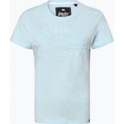 Superdry - T-shirt damski, niebieski. Niebieskie t-shirty damskie Superdry, xxl, z nadrukiem, z gumy, bez kołnierzyka. Za 69,95 zł.