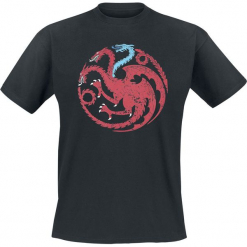 Gra o Tron Targaryen - Viserion T-Shirt czarny. Czarne koszulki męskie marki Gra o Tron, l, z nadrukiem, z okrągłym kołnierzem. Za 74,90 zł.