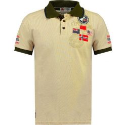 Koszulka polo w kolorze beżowym. Brązowe koszulki męskie Geographical Norway Men, m, z nadrukiem, z bawełny, polo, bez rękawów. W wyprzedaży za 90,95 zł.