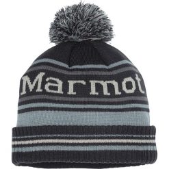 Czapka "Retro Pom" w kolorze szaro-czarnym. Szare czapki męskie Marmot, bez wzorów, z materiału, retro. W wyprzedaży za 59,95 zł.