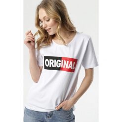 Biały T-shirt Thalavien. Białe bluzki damskie Born2be, s, bez wzorów, bez kołnierzyka, bez rękawów. W wyprzedaży za 34,99 zł.