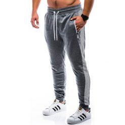 SPODNIE MĘSKIE DRESOWE P730 - NIEBIESKIE/MELANŻOWE. Niebieskie spodnie męskie Ombre Clothing, s, bez wzorów, z bawełny. Za 39,00 zł.