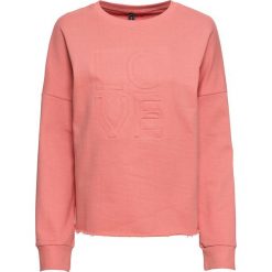 Bluza z tłoczonym wzorem bonprix dymny koralowy. Różowe bluzy damskie bonprix, bez wzorów, bez rękawów, bez kaptura. Za 49,99 zł.