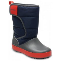 Crocs Śniegowce Lodgepoint Snow Boot Kids Navy/Slate Grey 24,5. Szare buty dziewczęce zimowe Crocs, bez zapięcia. W wyprzedaży za 179,00 zł.