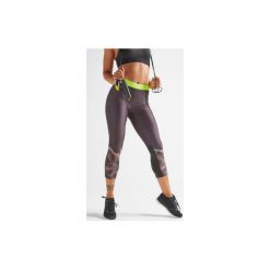Legginsy fitness kardio damskie 500 z nadrukiem. Czarne legginsy sportowe damskie DOMYOS, xl, z nadrukiem, z elastanu, na fitness i siłownię. Za 69,99 zł.