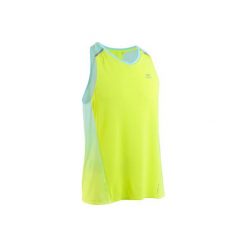 Koszulka do biegania bez rękawów KIPRUN LIGHT męska. Żółte koszulki sportowe męskie marki KALENJI, s, z elastanu, bez rękawów, do biegania. Za 69,99 zł.