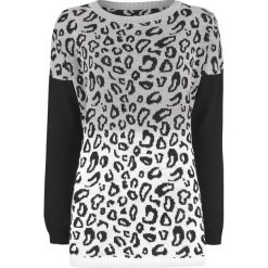 Outer Vision Mely Cheelah Jaquard Sweter damski szary/czarny. Szare swetry klasyczne damskie marki Outer Vision, l, z dzianiny, z okrągłym kołnierzem. Za 99,90 zł.