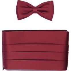 Bordowy pas smokingowy z muchą klasyczną. Czerwone muszki męskie Modini Moda Męska, na co dzień, bez wzorów, z poliesteru, eleganckie. Za 99,00 zł.