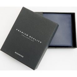 Skórzany portfel - Granatowy. Niebieskie portfele męskie marki Reserved, bez wzorów. Za 79,99 zł.