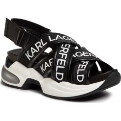 Sandały KARL LAGERFELD - KL61715 Black Lthr/Textile. Czarne klapki damskie KARL LAGERFELD, bez wzorów, ze skóry, bez obcasa. W wyprzedaży za 679,00 zł.