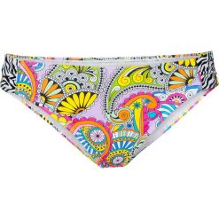 Figi bikini bonprix biało-różowy. Białe stroje kąpielowe damskie bonprix, z nadrukiem. Za 27,99 zł.