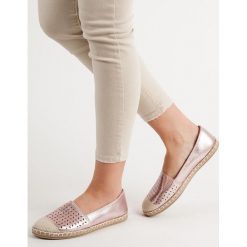 BROKATOWE ESPADRYLE. Niebieskie baleriny damskie New tlck, bez wzorów, bez obcasa. Za 69,90 zł.
