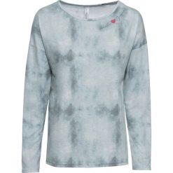 Shirt z długim rękawem w batikowy wzór bonprix zielony eukaliptus. Zielone koszulki damskie bonprix, bez wzorów, bez kołnierzyka. Za 64,99 zł.