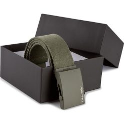 Pasek Męski CALVIN KLEIN - Canvas Adj Plaque Belt K50K500972 80 313. Zielone paski męskie marki Calvin Klein, w paski, z materiału. Za 129,00 zł.
