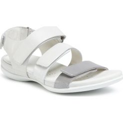 Sandały ECCO - Flash 24394351435 Wild Dove/White Shadow/White. Białe klapki damskie ecco, bez wzorów, ze skóry, bez obcasa. W wyprzedaży za 309,00 zł.