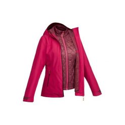 Kurtka trekkingowa RainWarm 500 3w1 damska. Różowe kurtki damskie QUECHUA, s, bez wzorów, z elastanu, bez kaptura, trekkingowe. Za 349,99 zł.