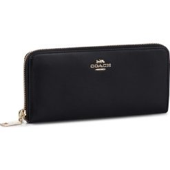 Duży Portfel Damski COACH - Smth Slim Acc Zip 73738 GDBLK Black. Czarne portfele damskie Coach, bez wzorów, ze skóry. W wyprzedaży za 519,00 zł.