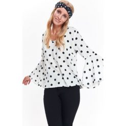 BLUZKA DŁUGI RĘKAW. Białe bluzki damskie Top Secret, bez wzorów, eleganckie, bez kołnierzyka, z długim rękawem. W wyprzedaży za 39,99 zł.