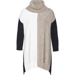 Golfy damskie: Sweter bonprix ecru-beżowo-czarny