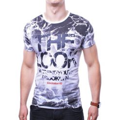 Koszulka męska t-shirt z nadrukiem biały Recea. Białe koszulki męskie Recea, s, z nadrukiem, z bawełny, klasyczne, bez kołnierzyka. W wyprzedaży za 24,99 zł.
