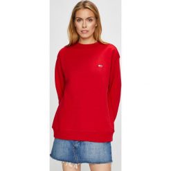 Tommy Jeans - Bluza. Czerwone bluzy rozpinane damskie Tommy Jeans, l, z bawełny, bez kaptura. Za 299,90 zł.