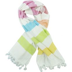 Kąpielówki męskie: Fouta „Jolly” w kolorze białym ze wzorem – 160 x 90 cm