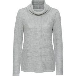Sweter dzianinowy bonprix jasnoszary melanż. Szare swetry damskie bonprix, bez wzorów, z dzianiny, sportowe, bez rękawów, bez kaptura. Za 44,99 zł.