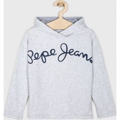 Pepe Jeans - Bluza dziecięca 140-178/180 cm. Szare bluzy dziewczęce Pepe Jeans, z nadrukiem, z bawełny, bez rękawów, z kapturem. W wyprzedaży za 169,90 zł.