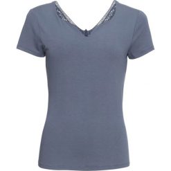 T-shirt z koronką bonprix dymny niebieski. Szare t-shirty damskie bonprix, z aplikacjami, z koronki, z dekoltem w serek. Za 37,99 zł.