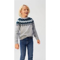 Mango Kids - Sweter dziecięcy Fitz 110-164 cm. Szare swetry chłopięce Mango Kids, bez wzorów, z elastanu, bez kołnierzyka. Za 99,90 zł.