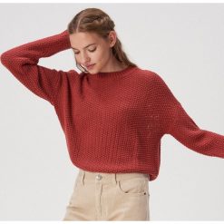 Sweter o ryżowym splocie - Fioletowy. Fioletowe swetry damskie Sinsay, s, bez wzorów, ze splotem, bez rękawów, bez kaptura. Za 49,99 zł.