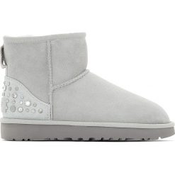 Botki damskie: Skórzane botki ocieplane wełną Mini Studded Bling