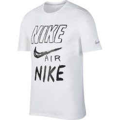 Koszulka Nike Breathe Graphic Running Top M Biała. Białe koszulki męskie marki Nike, s, bez wzorów, bez kołnierzyka, z krótkim rękawem, krótkie, do biegania, dri-fit (nike). Za 79,99 zł.