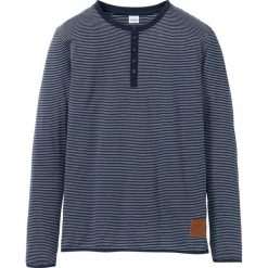 Shirt z dekoltem henley bonprix ciemnoniebieski w paski. Niebieskie koszulki męskie bonprix, s, w paski, bez kołnierzyka, bez rękawów. Za 69,99 zł.