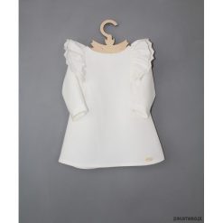 Sukienka Motyl z koronka. Różowe sukienki dziewczęce z falbanami marki Pakamera, w koronkowe wzory, z tkaniny, z długim rękawem, długie. Za 129,00 zł.