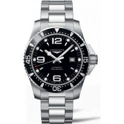 LONGINES HYDROCONQUEST L3.841.4.56.6. Czarne zegarki męskie marki LONGINES, ze stali. Za 4460,00 zł.