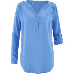 Tunika z wiskozy z dekoltem w serek, długi rękaw bonprix średni niebieski. Niebieskie tuniki damskie bonprix, z wiskozy. Za 44,99 zł.