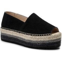 Espadryle EVA MINGE - EM-14-05-000104 801. Czarne espadryle damskie Eva Minge, bez wzorów, z zamszu, bez obcasa, na koturnie. W wyprzedaży za 279,00 zł.