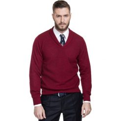 Sweter GERALDO SWTR000156. Czerwone swetry męskie Giacomo Conti, m, bez wzorów, z wełny, biznesowe, bez kołnierzyka, bez kaptura. Za 199,00 zł.