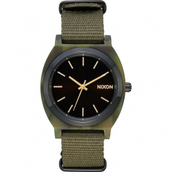 Zegarek kwarcowy "Time Teller" w kolorze oliwkowo-czarno-antracytowym. Brązowe, analogowe zegarki męskie marki Nixon, ze stali. W wyprzedaży za 181,95 zł.